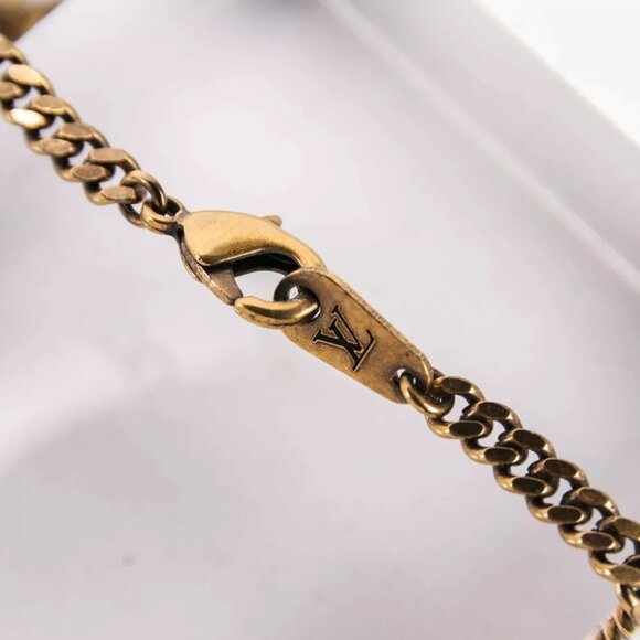 Authentic LOUIS VUITTON LV Wood Initial Gold MP2780 Necklace - Picture 6 of 12